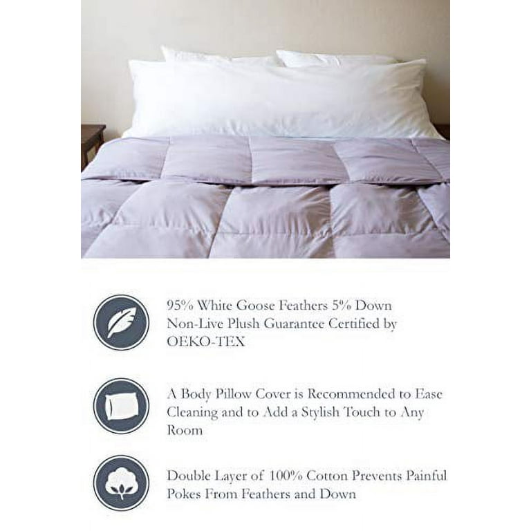 Pillowtex White Goose Down and Feather Body Pillow 20 Inches x 72 Inches