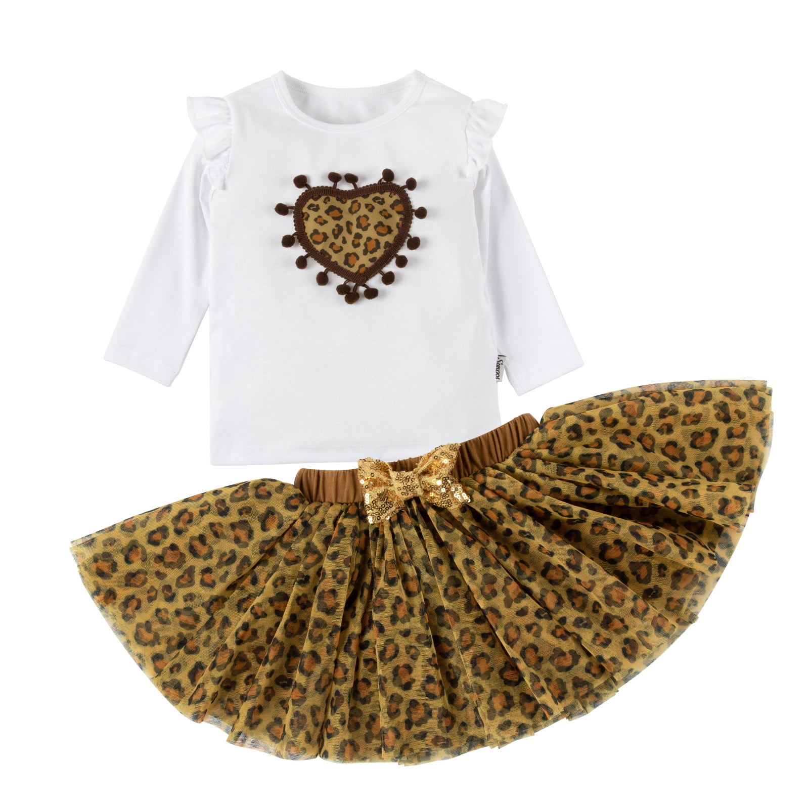 Newborn Baby Brown Leopard Gold Ver Full Pettiskirt Skirt Dance Tutu Girl 3-12M 