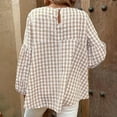 thumbnail image 4 of Cavosen Womens Tops Long Sleeve Soft Lantern Pullover Shirts Crewneck Casual Plaid Blouse Dressy Flowy Loose Fit Tees Basic Daily Tops Trendy Lightweight Fall Clothes Beige S, 4 of 7