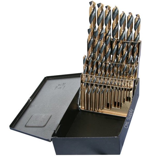 TopLine Drill Bit Set 29pcs 1/161/2" USA Huot Index, Black & Gold