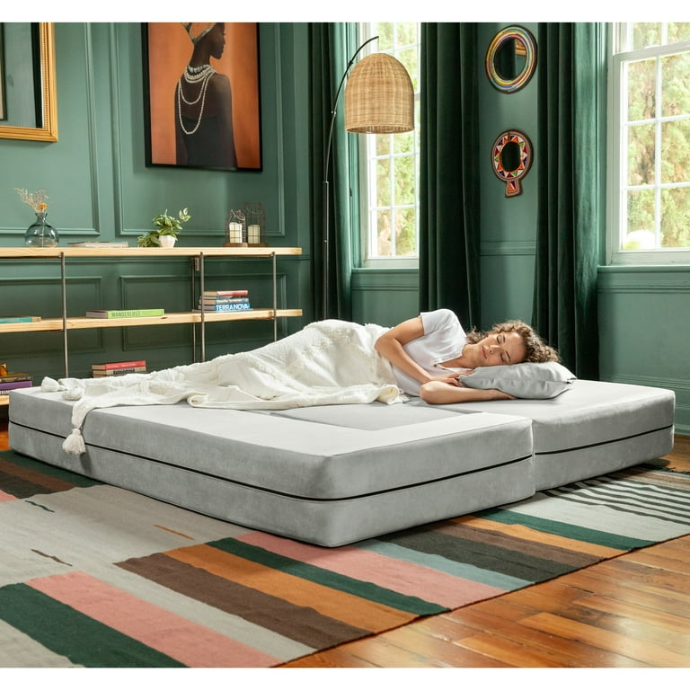 Porch Den California King Convertible Sleeper Sofa and Ottomans Ice Foam Velvet