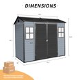 thumbnail image 7 of 8x4 FT Resin Outdoor Storage Shed with Floor, Waterproof Garden Bike Shed with Lockable Door and 2 Windows, Easy Assembly Tool Shed for Bike, Tools, Garden Accessories, 7 of 7