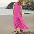 thumbnail image 3 of Vestido largo sin mangas de lino para mujer: vestido informal con cuello redondo y bolsillos, poliéster/spandex, tallas S-XXL., 3 of 6