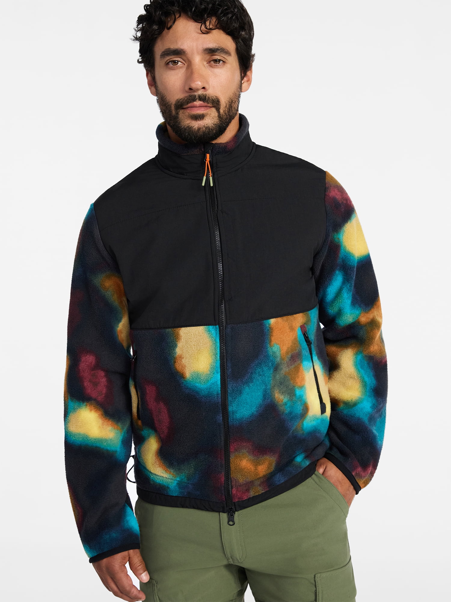 Ozark Trail Men's and Big Men's Mix Media Fleece Jacket, Sizes S-3XL