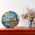 thumbnail image 6 of Towers Sun Sea Painting Black 10 inch Wall Clocks Non Ticking Easy to Read Battery Decorative for Home Bathroom Kitchen Bedroom Living Room, 6 of 8