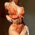 thumbnail image 2 of Aayomet Ensemble Bikini String pour Femmes Maillot de Bain Bikini Taille Haute (Orange, L), 2 of 5