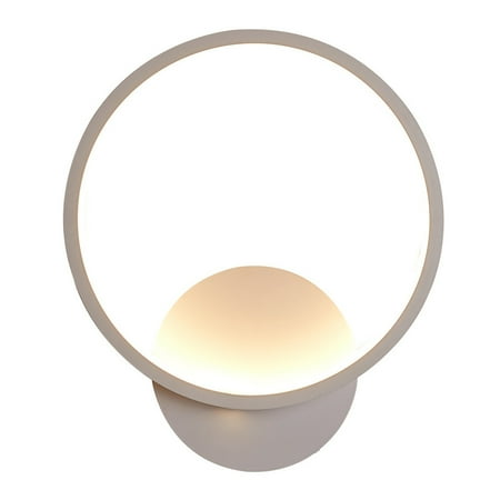 

Frcolor LED Modern Wall Light Simple Bedside Lamp Round Indoor Night Lights for Bedroom Living Room (Small Warm Light)