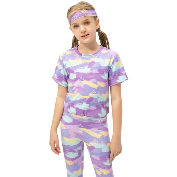 GYRATEDREAM Girls Athletic Shirts, Kids Short Sleeve Quick Dry Crewneck Tops Tee Summer Workout Running Yoga Sports Shirts for 11-12 Years