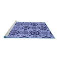 thumbnail image 2 of Ahgly Company Machine Washable Indoor Square Abstract Blue Modern Area Rugs, 3' Square, 2 of 4