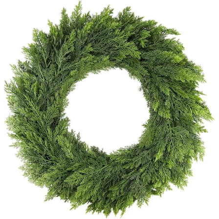 20 Inch Christmas Pine Cypress Wreath - Christmas Wreaths for Front Door, Real Touch Artificial Green Faux Xmas Wreaths for Home Indoor Outdoor Decor