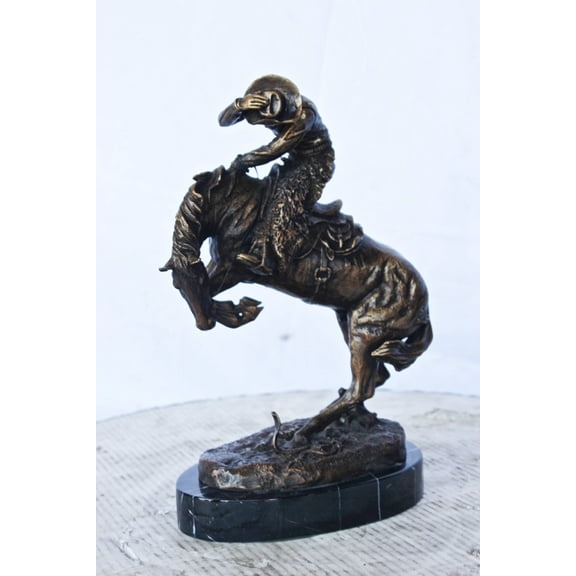 Nifao Frederic Remington Rattlesnake Bronze Replica Statue – Bronze Statue on Marble Base, Western Art, 9"L x 6"W x 13"H
