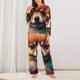 thumbnail image 2 of Balery Colorful Leaf Chihuahua Conjunto de Pijama con Estampado para Mujer, Conjunto de Dos Piezas con Manga Larga, Ropa de Dormir Suave con Bolsillos, Pijamas Cómodos-XX-Large, 2 of 7