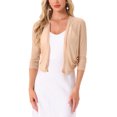 thumbnail image 1 of BOLERO DE MALLA TRANSPARENTE PARA MUJERES INSPIRE CHIC, MANGAS 3/4, LIGERO, ELEGANTE, CÁRDIGAN CORTO, CAQUI S, 1 of 6