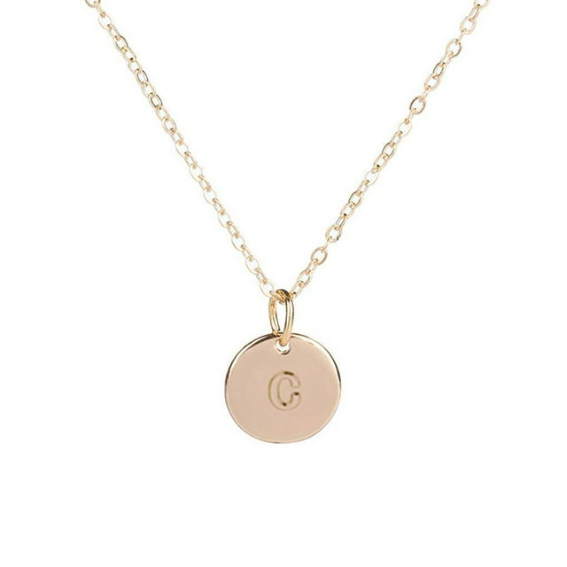Collier Pendentif Rond en Forme de Pièce Collier Alphabet Pendentif Lettre Disque Chaîne de Cou Fille Femme Cadeau Bijoux Femme