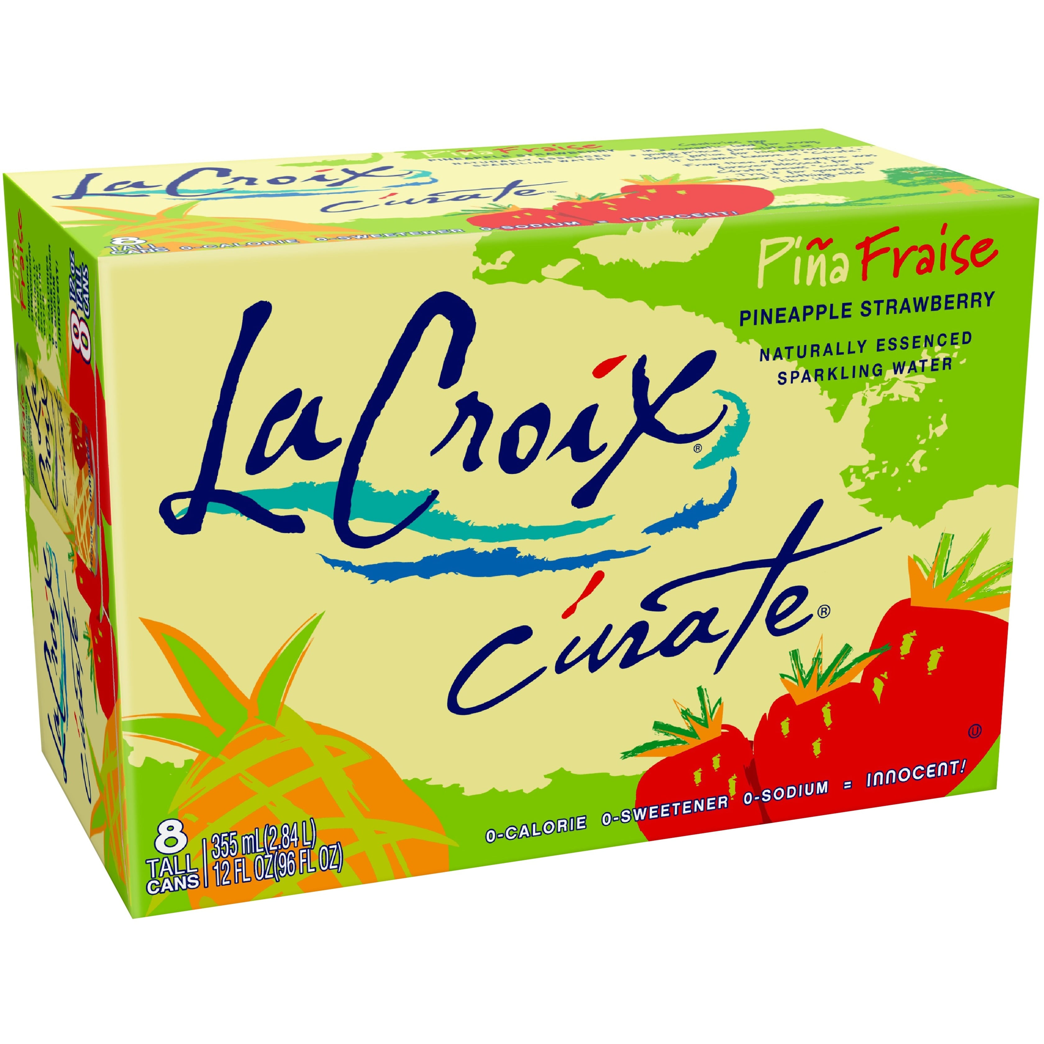 LaCroix Sparkling Water Curate, Pina Fraise (Pineapple Strawberry) 8pk/12 fl Oz