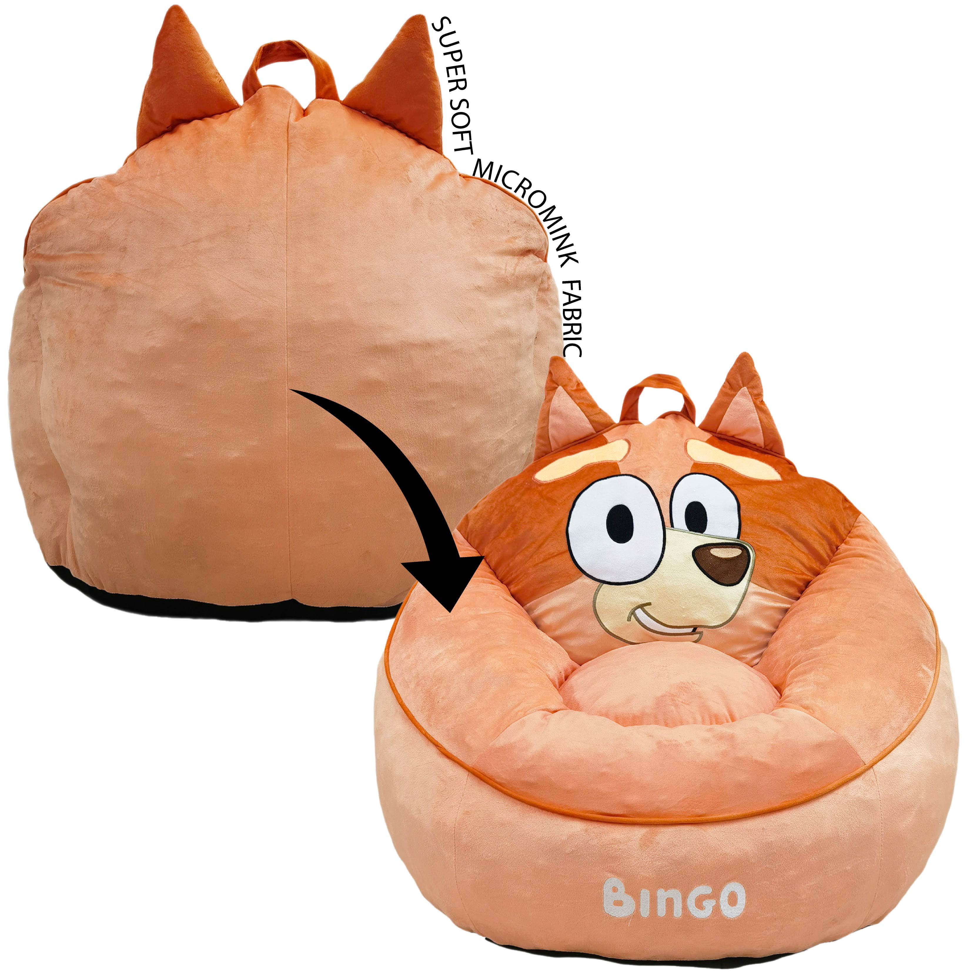 Bingo Kids' Compressed Foam Bean Bag Chair, Blue, 24" x 5" x 18"
