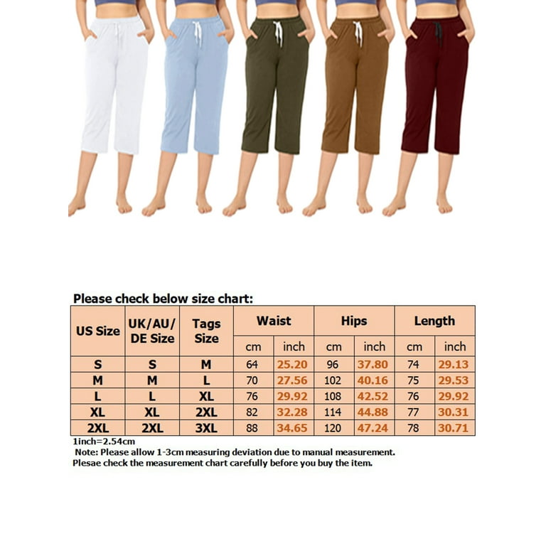 Glonme Women Cargo Pant High Waisted Capri Pants Solid Color Cropped  Trousers Summer Baggy Bottoms Fashion Drawstring Elastic Waist Grey Blue L