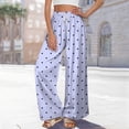 thumbnail image 5 of Endives Women's Wide Leg Pants Heart Print Casual Loose Baggy Pants With Pockets Lounge Pants, 5 of 6