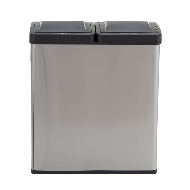 Design Trend Stainless Steel Touchless Trash Can with Dual Compartments