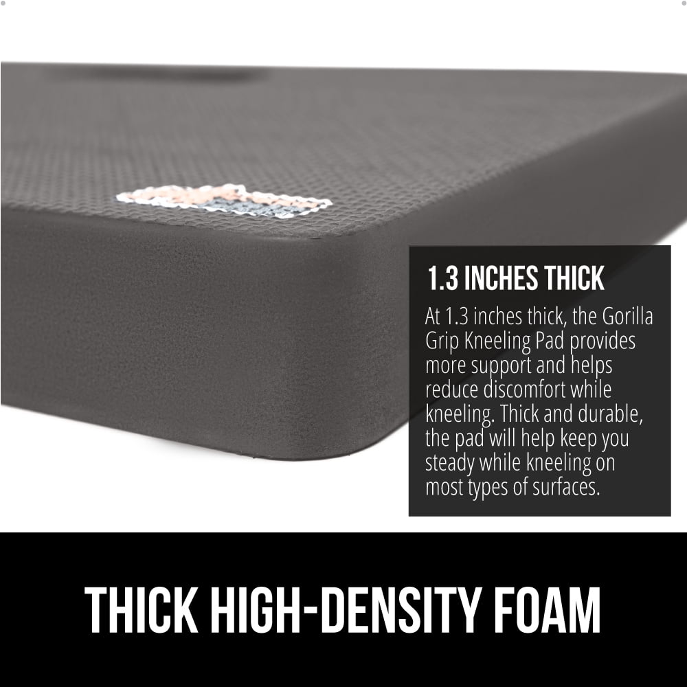 GORILLA GRIP Kneeling Pad, Cushioning Support for Knees, Thick, Water Resistant, 17.5x11 Charcoal