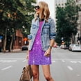 thumbnail image 4 of Easygdp Purple Glitter para Vestido Transpirable de Mujer, Vestido Suelto de Manga Corta con Pliegues y Bolsillos para el Verano, 4 of 7
