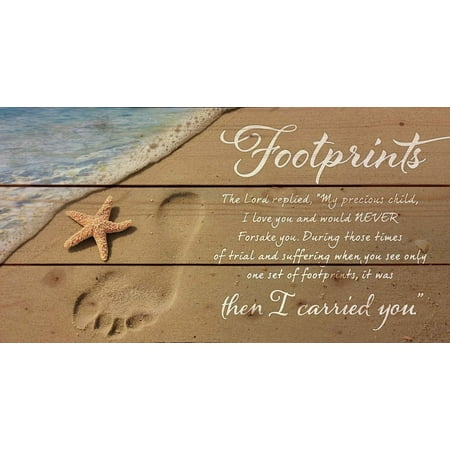 Footprints In The Sand Beach Scene 11 X 20 Wood Pallet Wall Art