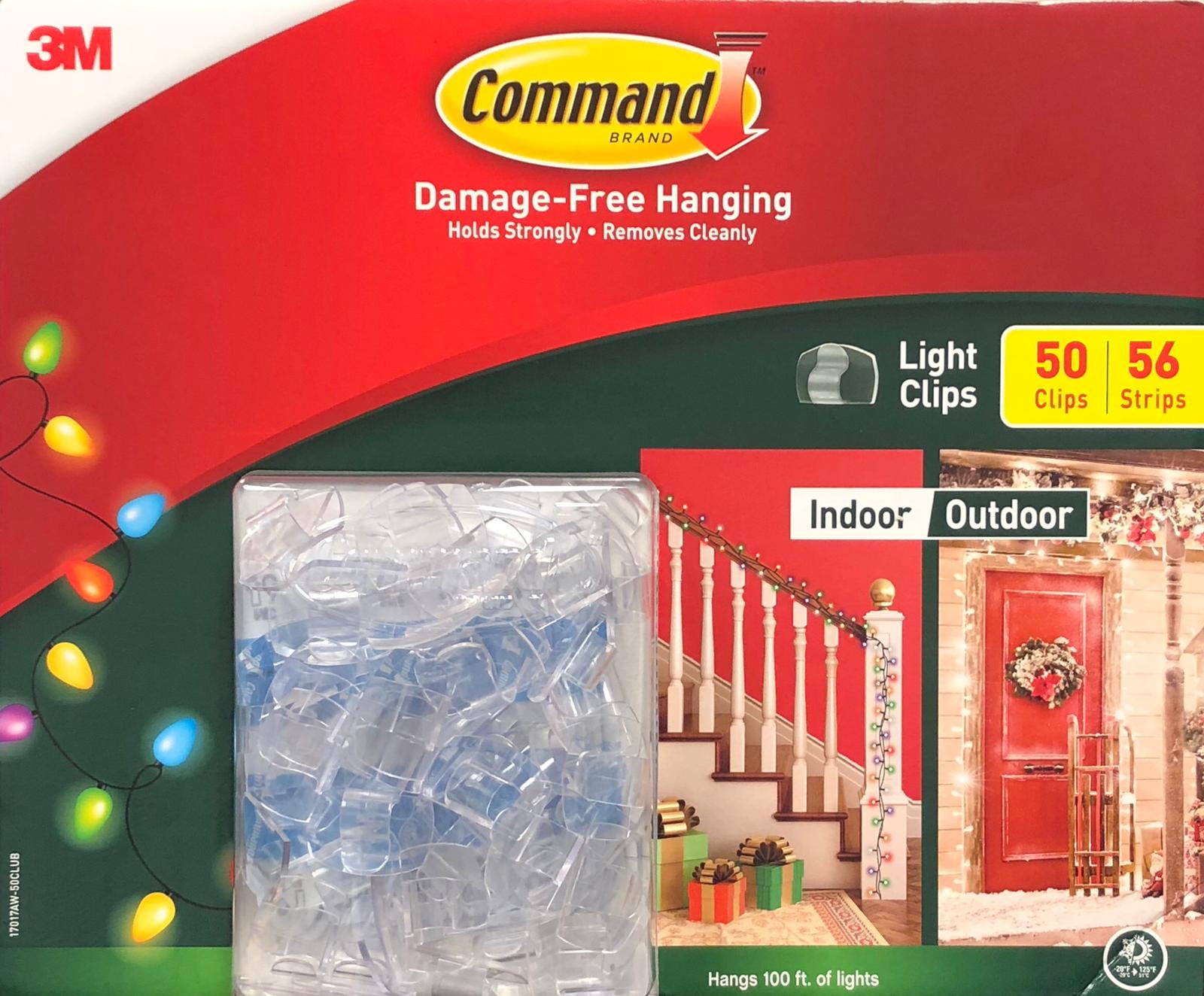 Command Clear 50 Clips 56 Strips Hangs 100 ft Small Outdoor Holiday