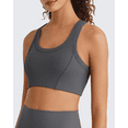 thumbnail image 7 of G4Free Ribbed Crewneck Sports Bras Padded for Women - Racerback Crop Tank Tops Workout Yoga Medium Impact, 7 of 7