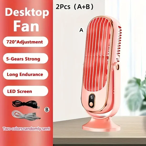 1pc, Portable Air Conditioner Fan, Large Battery Dual Motor Home Small Air Cooler, 5 Speed Air Cooling Fan 720° Surround Blower, Office, Travel, Camping, Outdoor RV Portable USB Fan
