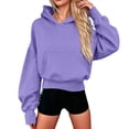 thumbnail image 4 of Essentials Hoodie Baeitkot Women's Oversized Casual Solid Color Hem with Drawstring Hooded Long Sleeved Sweatshirt, 4 of 6