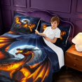 thumbnail image 3 of Manfei Fantasy Dragon Animals Bed Sheets,Gothic Mountain Cloud Full Size Sheets,Blue Orange,4-Piece,1 Flat Sheet,1 Fitted Sheet and 2 Pillowcases, 3 of 6