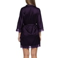 thumbnail image 4 of Ekouaer Lace Trim Silk Robe for Women Short Satin Soft Robes Sexy Open Front Lounge Robe 3/4 Sleeve Silky Sleeping Bathrobe with Drawstring, 4 of 6