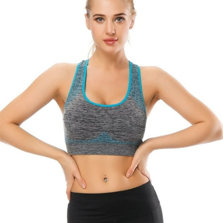 

Racerback Sports Bras for Women - Quick-Drying Padded Seamless Medium Impact Pocket Bras Support for Yoga Gym Workout Fitness