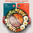 thumbnail image 4 of Hot Pot with Grill, 2000W 2 in 1 Electric Hot Pot Grill Cooker with Dual Temperature Control for 1-8 People, Multi-function Smokeless Shabu Korean BBQ Grill for Simmer, Boil, Fry, Roast (red), 4 of 16