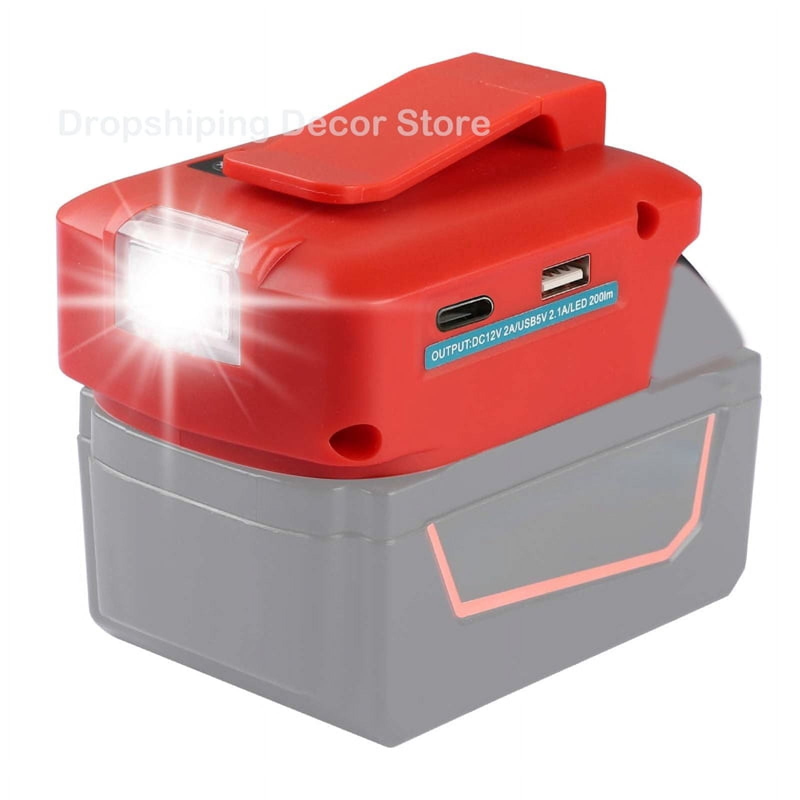 Battery Adapter with LED Light Dual USB Type-C Port For Makita/Dewalt/Bosch/Milwaukee/Black Decker 18V 20V Li-ion Battery