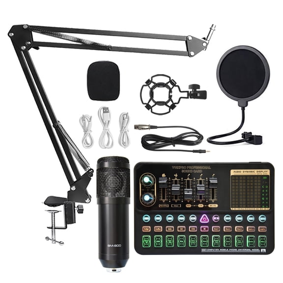 BM800 V10XPro Mixer Sound Card Studio Mixer Singing Noise Reduction Microphone Voice Live Broadcast Phone Computer Record