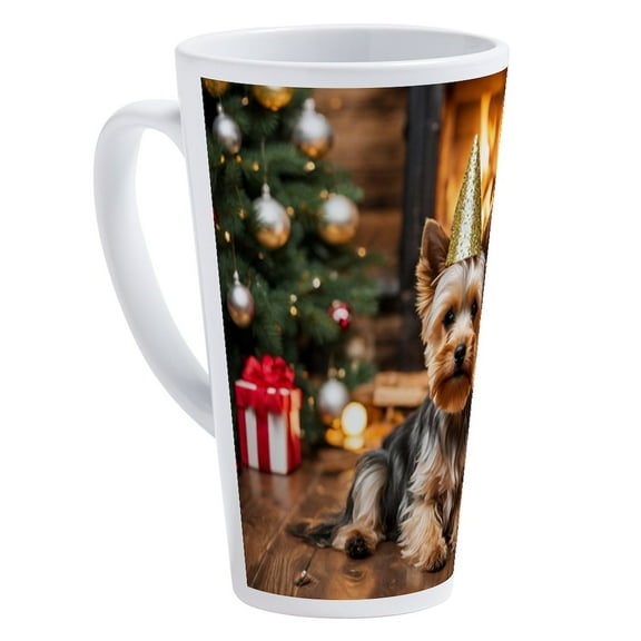 CafePress - Adorable Yorkshire Terrier Yorke Christmas - 17 Ounce Ceramic Latte Mug