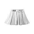 thumbnail image 6 of Manyakai Big Girls Shiny Metallic Pleated Wrap Skirt Elastic High Waist A-Line Mini Skater Skirts Silver 14, 6 of 7