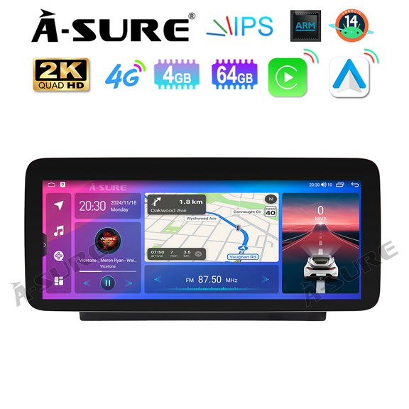 Asure 12.3" 4 64G Car Stereo For Lexus RX330 RX350 MK2 (2004-2009) with Android 14 and CarPlay/BT 5.0