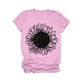 thumbnail image 4 of Bovemsi Women's Sunflowers Short Sleeve T Shirts Vintage Cute Graphic Crew Neck Summer Casual Tops, Pink Women's Summer Short Sleeve T-Shirts, XXL, 4 of 4