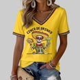 thumbnail image 2 of YMNXA Women's T Shirts Linen Short Sleeve V Neck Graphic Skeleton Embroidered Fashion Soft Breathable Tee Top For Casual Daily Wear,Yellow,XXL, 2 of 4