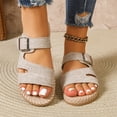 thumbnail image 4 of Ladies Sandals,Flat Sandals for Women,Summer Sandals,Womens Flat Shoes,Women's Sandals,Women's Fashion Plus-Size Flat Sandals With Buckles,Khaki,8.5, 4 of 4