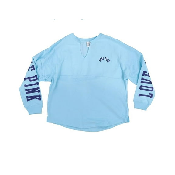 Victoria's Secret Pink Women's V-Neck Pullover Sweatshirt Light Blue Size Small NWT