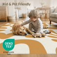 thumbnail image 4 of ODIKA 4'x6' Orange Mid Century Modern Shapes Washable Area Rug Abstract Danish Pattern with Organic Forms for Home Office, Under Desk, Non-Slip Chair-Friendly, Flatwoven, 4 of 7