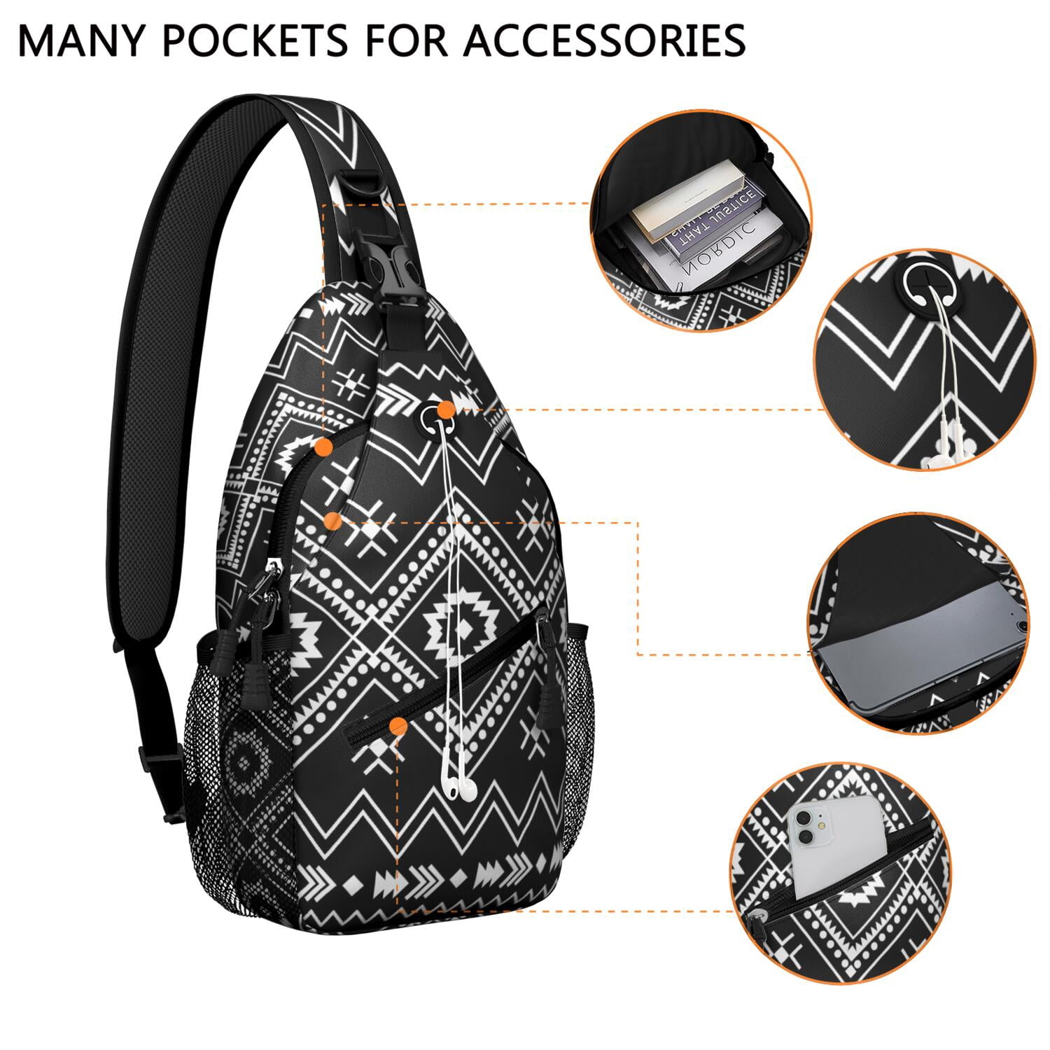 Natural Floral Crossbody Sling Bag Lightweight Chest Bag for Commuting Boho Style & Travel-Ready