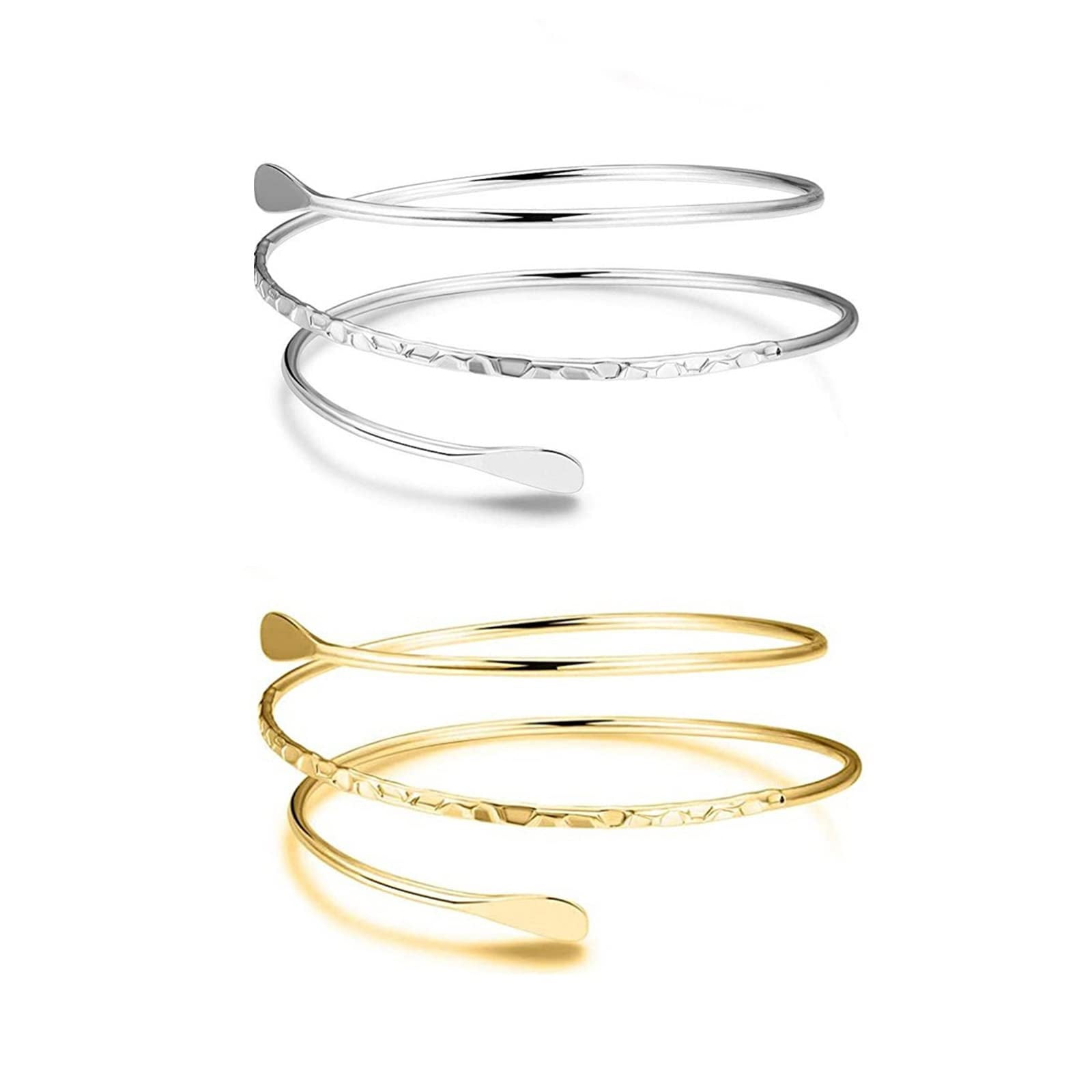 Metal Arm Cuff Upper Arm Bracelet Band for Women Gold Silver Color Armlet Spiral Armband Adjustable Arm Cuff Bangle Armband Jewelry Cuff Upper arm