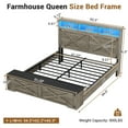 thumbnail image 4 of Farmhouse Queen Bed Frame with Charging Station and LED Lights,Headboard with Storage Rack,Queen Platform Bed Frame with Storage Ottoman, Metal Slats Support,No Box Spring Needed,Oak Gray, 4 of 9