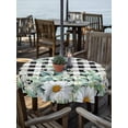 thumbnail image 2 of Outdoor Tablecloths with Umbrella Hole & Zipper, Green Eucalyptus Leaves Round Tablecloth 54 Inch, Summer Botanical Daisy Black Plaid Waterproof Table Cloth, Patio/Pool/Picnic Table Covers, 2 of 8