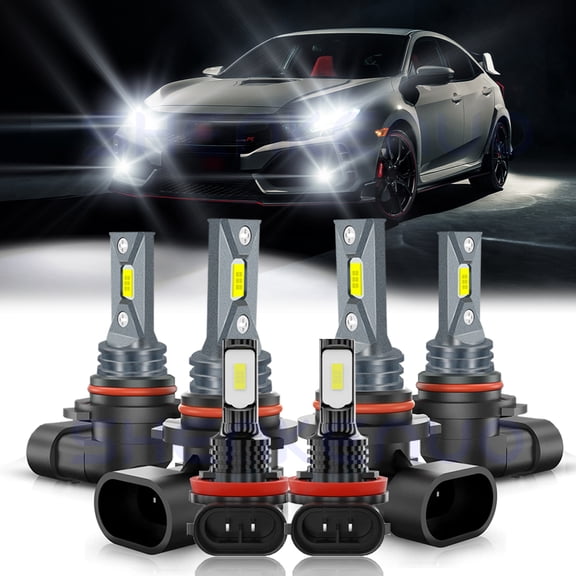 9005 9006 LED Headlights for 2006-2015 Honda Civic H11 Led Fog lights Kit 6pc