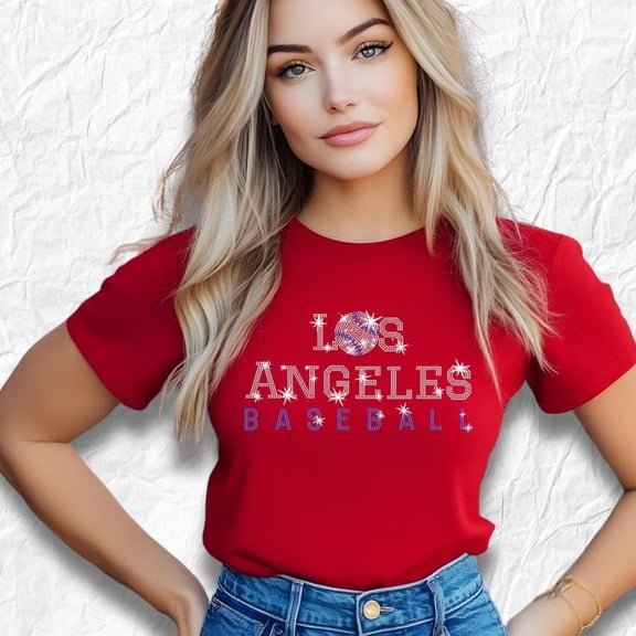 Los Angeles Rhinestone Baseball Shirt: Game Day Fan Apparel